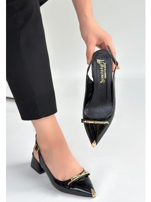 Mareandpanda Ricy Siyah Rugan Topuklu Ayakkabı