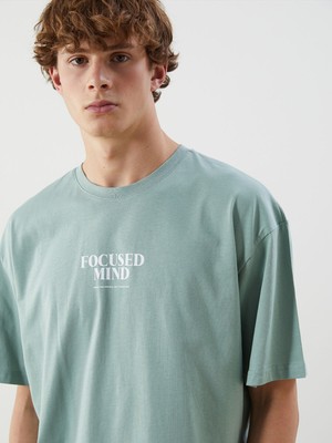 Lc Waikiki Yeni Sezon Bisiklet Yaka Baskılı Penye Erkek Tişört