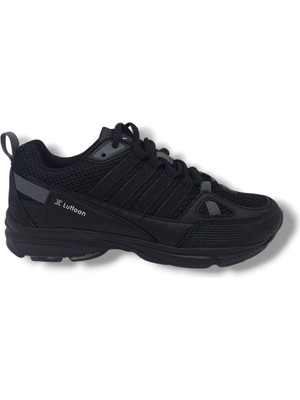 Zerhan Lutton 215 Unisex Siyah Bağcıklı File Yürüyüş Koşu Büyük Numara Spor Ayakkabı 45 46 47 48