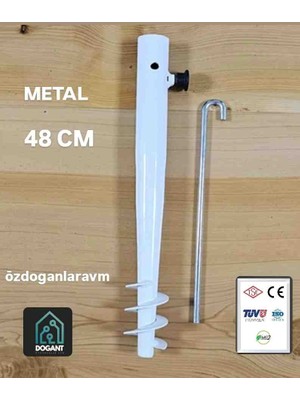 Dogant Plaj Şemsiyesi Kazığı Beyaz Metal
