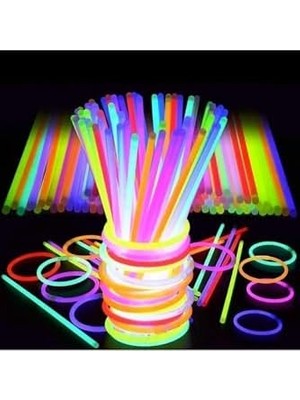 100 Ultra Parlak Parlayan Çubuklar Bilezikler ve Kolyeler - Karanlıkta Birinci Sınıf Parti Malzemeleri ve Süslemeleri - Fosforlu Çubuk - Fosforlu Bileklik - Glow Stick