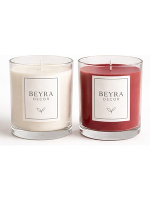 Beyra Decor İkili Kokulu Mum Seti – Cam Bardak El Yapımı Dekoratif Mum | Hediye & Spa Seti