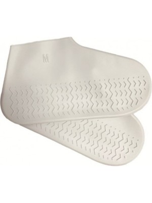 Silikon Ayakkabı Kılıfı Kaymaz Su Kir Geçirmez  M Beden Beyaz FLZORA-RS3456