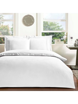 Hype Store Taç Sambre JAKARLI%100 Pamuk Nevresim Takımı, Beyaz, Çift Kişilik