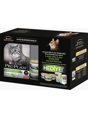 Hype Store Pro Plan Sterilised Somonlu Kuru Kedi Maması 1.5 kg +3 Pouch Hediye