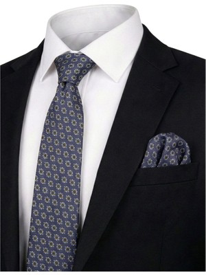 Bursa İpek Füme Desenli Ipek Kravat Takımı