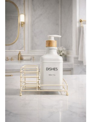 Zürih Collection Modern Beyaz Tekli Sıvı Cam Sabunluk – Bambu Kapaklı - Tezgah Üstü