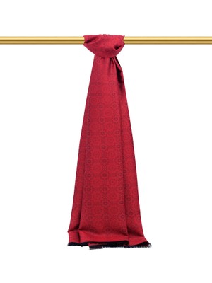 Bursa İpek Bordo Anadolu Desen Jakarlı Ipek Şal