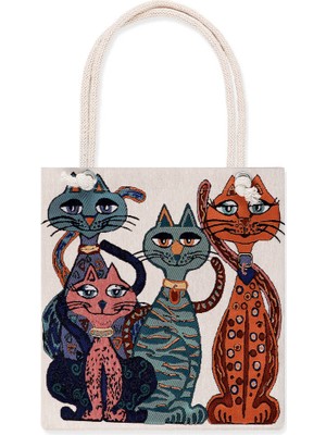 Bursa İpek Kedi Desen Goblen Omuz Çantası