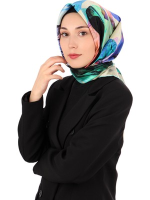 Bursa İpek Krem Armoni Desen Sura Ipek Eşarp