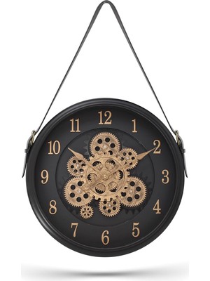 Hype Store Premium Serisi Antik Eskitme Döner Çarklı Retro Tasarım 40 Santimetre Ev ve Ofis Duvar Saati, Latin