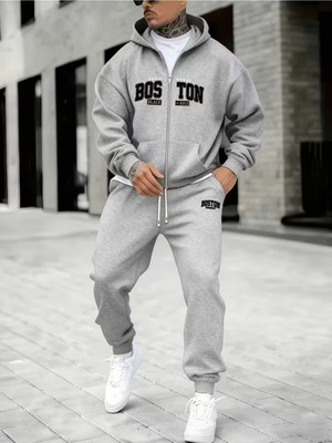 Bellanova Baskılı Fermuarli Swetshırt Eşofman Altı 2 Li Takım Alt Üst Takımı