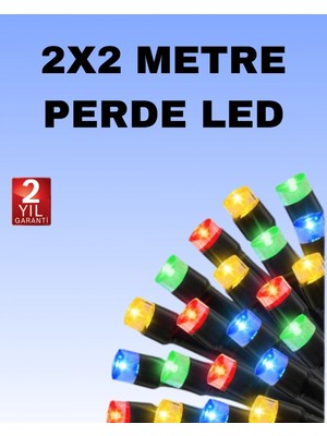 Marsilyan Noel Ve Parti Dekorasyonu İçin 2x2 Led Perde Işık – 8 Fonksiyonlu