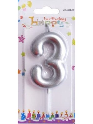 Hype Store - 3 Yaş Gümüş Pasta Mumu