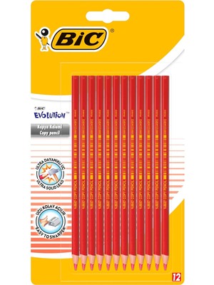 Hype Store Bıc Evolution Kırmızı Kopya Kalemi 12'li Blister,kıymık Oluşturmaz, Çiğnemeye Karşı Dayanıklı, Kolay