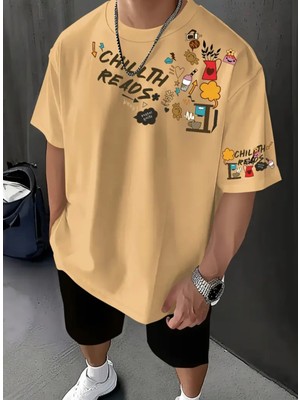 Amor Man Büyük Beden Özel Tasarım Chıllth Reads Baskılı %100 Pamuk Yeni Sezon Erkek T-Shırt