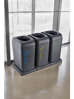 Hype Store 3'li Set Soft Tekerlekli Plastik-Kağıt-Cam Geri Dönüşüm 40 Lt