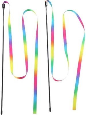 Hype Store Gökkuşağı Kumaşlı Olta Kedi Oyuncağı 40 cm