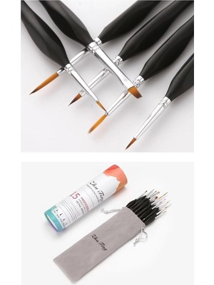 Hype Store Hannah 15 Parça Detay Boya Fırça Seti Akrilik Sulu Boya Yağlı Boya Için Uygun Silindir Çantalı