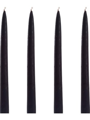 Hype Store Petekoğlu Balmumu Mum 4 Adet Standart Şamdan Mumu 25CM Boy 2cm Kalınlık Siyah Dekoratif Mum (Siyah)