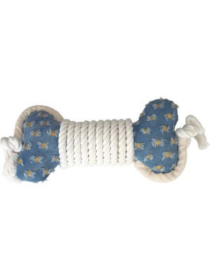 Hype Store 510257 Ipli Peluş Kemik Evcil Hayvan Oyuncağı, Mavi-Beyaz, 30X5 cm