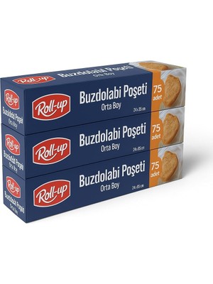 Hype Store Roll-Up Orta Boy Buzdolabı Poşeti 24X38CM 75'li x 3 Paket (225 Adet)