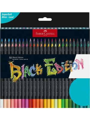Hype Store Faber-Castell Renkli Kalemler Blackwood, Black Edition, 50'li Kutu Parlak Renkler Yumuşak Uç