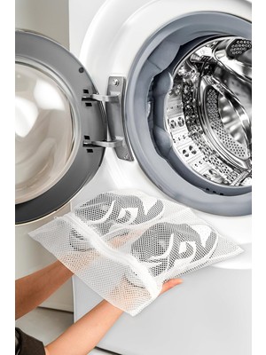 Hype Store Inkoha 2 Adet Beyaz Fermuarlı Ayakkabı Yıkama Filesi Eko