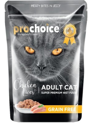 Hype Store Prochoice Yetişkin Kediler Için, Tahılsız, Jöle Içinde Tavuk ve Ciğer Parça Etli Yaş Mama, 85 G x 24