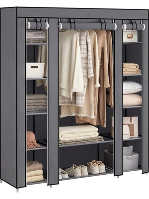 Hype Store Gardırop, Kumaş Gardırop, Dokunmamış Kumaş Kapaklı, Elbise Askılı Katlanır Gardırop, 45 x 150 x 175