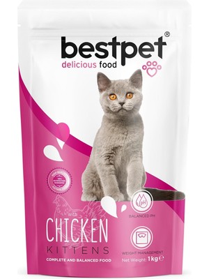 Hype Store Bestpet Yavru Kediler Için, Tavuk Etli ve Pirinçli Kuru Mama, 1 kg