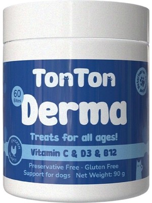 Hype Store Tonton Kedi ve Köpek & Tüy Bakımı Için Glutensiz Çiğnenebilir 60 Tablet Kolajen Içerikli