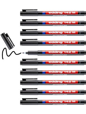 Hype Store 142 M Permanent Kalem - Asetat Kalemi - Siyah - 10 Kalem - Yuvarlak Uç 1 mm