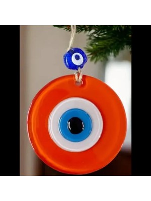 Marsilyan Turuncu Nazar Boncuklu Duvar Süsü 10 cm Cam Duvar Dekoru