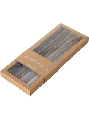 Hype Store Concept 4lü Burgulu Şamdan Mum Degrade Gri-Siyah 25CM