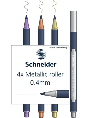 Hype Store ML05011501 Metalik Tükenmez Kalem 4'lü Set (Çizgi Kalınlığı 0,4 Mm, Yüksek Metalik Mürekkep, Hızlı K