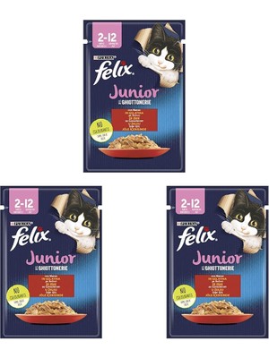 Hype Store Felix Yaş Kedi Maması, Sığır Etli, Yavru Kedi, 85 G 3lü Paket