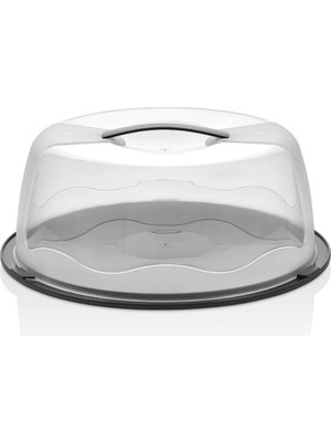 Hype Store Geçmeli Kilitli, Kapaklı ve Kulplu Yaş Pasta, Kek Taşıyıcı, Mutfak Saklama Için Yuvarlak Fanus, Bpa