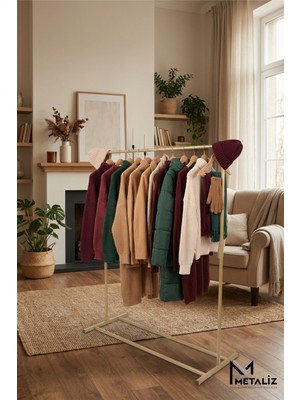 Metaliz Gold Metal Konfeksiyon Askısı - Minimalist Elbise Askılığı - Butik Tipi Eşek Askı