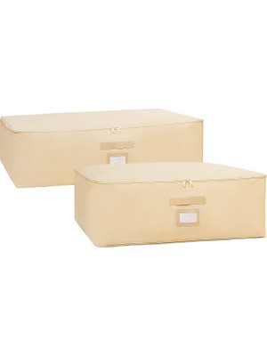 Hype Store 2'li Bej Balıksırtı Baza Altı Hurç Set