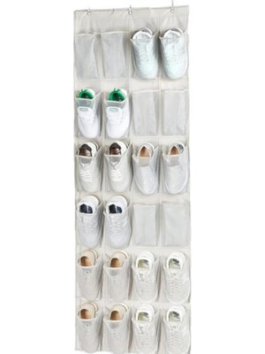 Hype Store Kapı Arkasına Takılabilen 24 Gözlü Kumaş Organizer Düzenleyici, Ev Için Pratik Terlik Eşya Temizlik