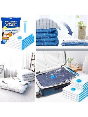 Hype Store 5'li Paket 3 Boy Vakumlu Hurç Giysi Yastık Yorgan Yazlık Kışlık Için Vakumlu Saklama Torbaları, 2 Ad