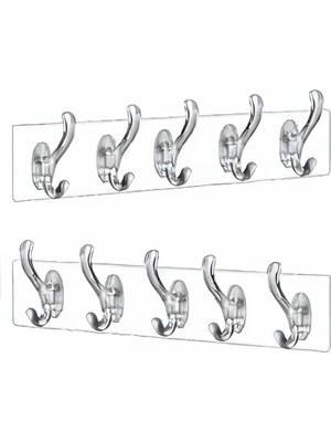 Hype Store Şeffaf Duvar Askısı 5'li Iz Bırakmayan Güçlü Yapışkanlı Askı Kapı Arkası Banyo Mutfak Düzenleyici Ka