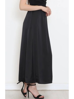 Bel Lastik Detaylı Basic Saten Etek