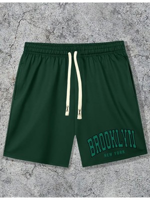 Kids Face Özel Tasarım Brooklyn Baskılı Çift Cep Ultra Rahat 2 Iplik Erkek Çocuk Bermuda Şort