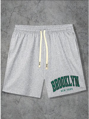Kids Face Özel Tasarım Brooklyn Baskılı Çift Cep Ultra Rahat 2 Iplik Erkek Çocuk Bermuda Şort
