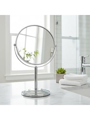 SHC4200 Deconox Paslanmaz Çelik Ayaklı Çift Taraflı Makyaj ve Tıraş Aynası (16 Cm) | 1 Tarafı Büyüteçli (5