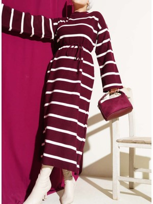 Vaniza Yatak Çizgili Ip Bağcıklı Triko Elbise