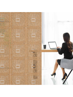 Makta ® Perde Paravan | Lazer Kesim Ahşap Sarkıt Seperatör, 4'lü Panel Levha Seti