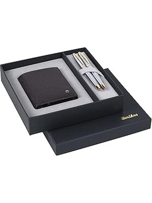 SHC4200 Scrikss Dr 211 Cüzdan ve 88 Krom Altın Kalem Seti Kahve